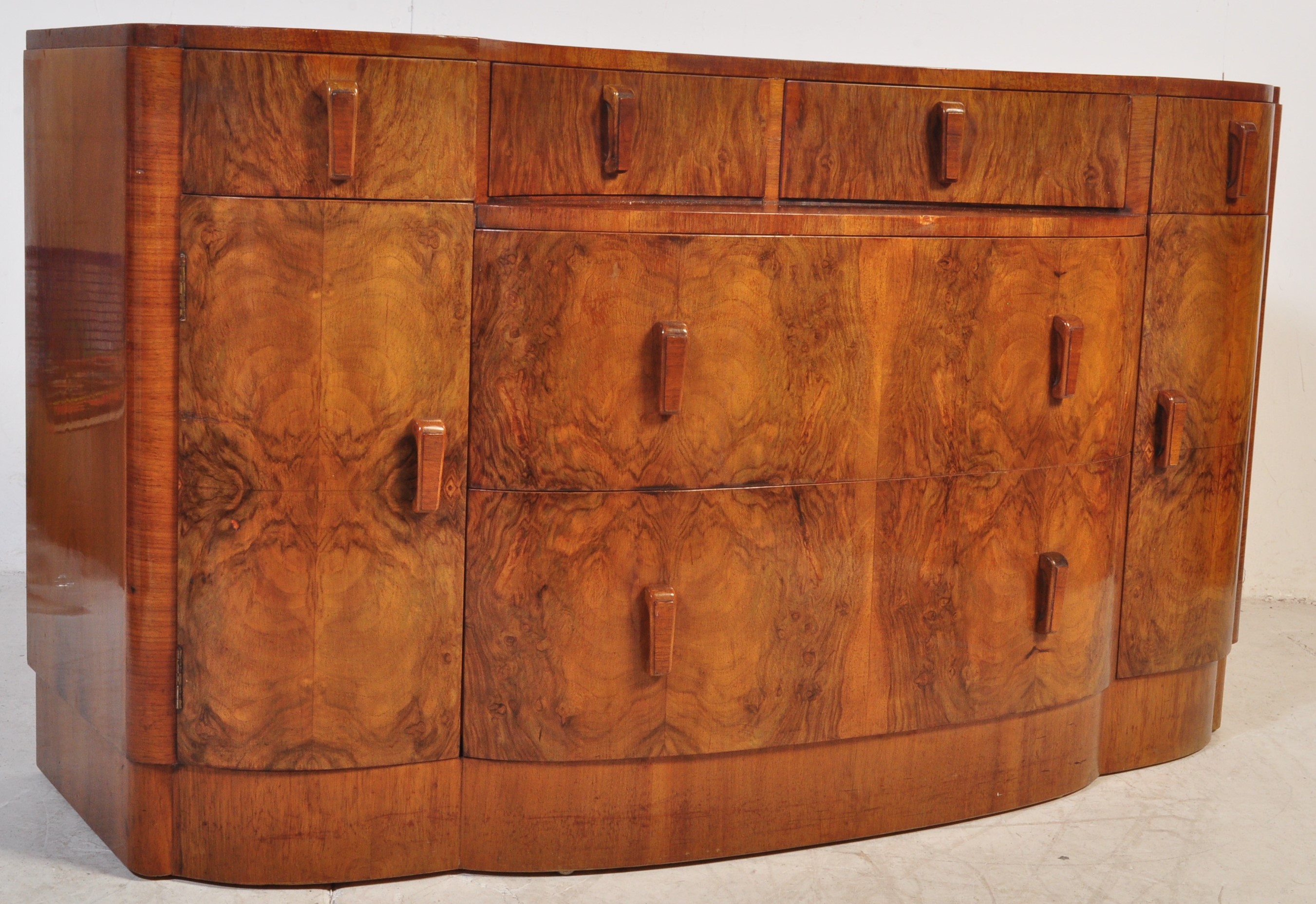 A 1930's ART DECO BURR WALNUT DRESSING TABLE CHEST