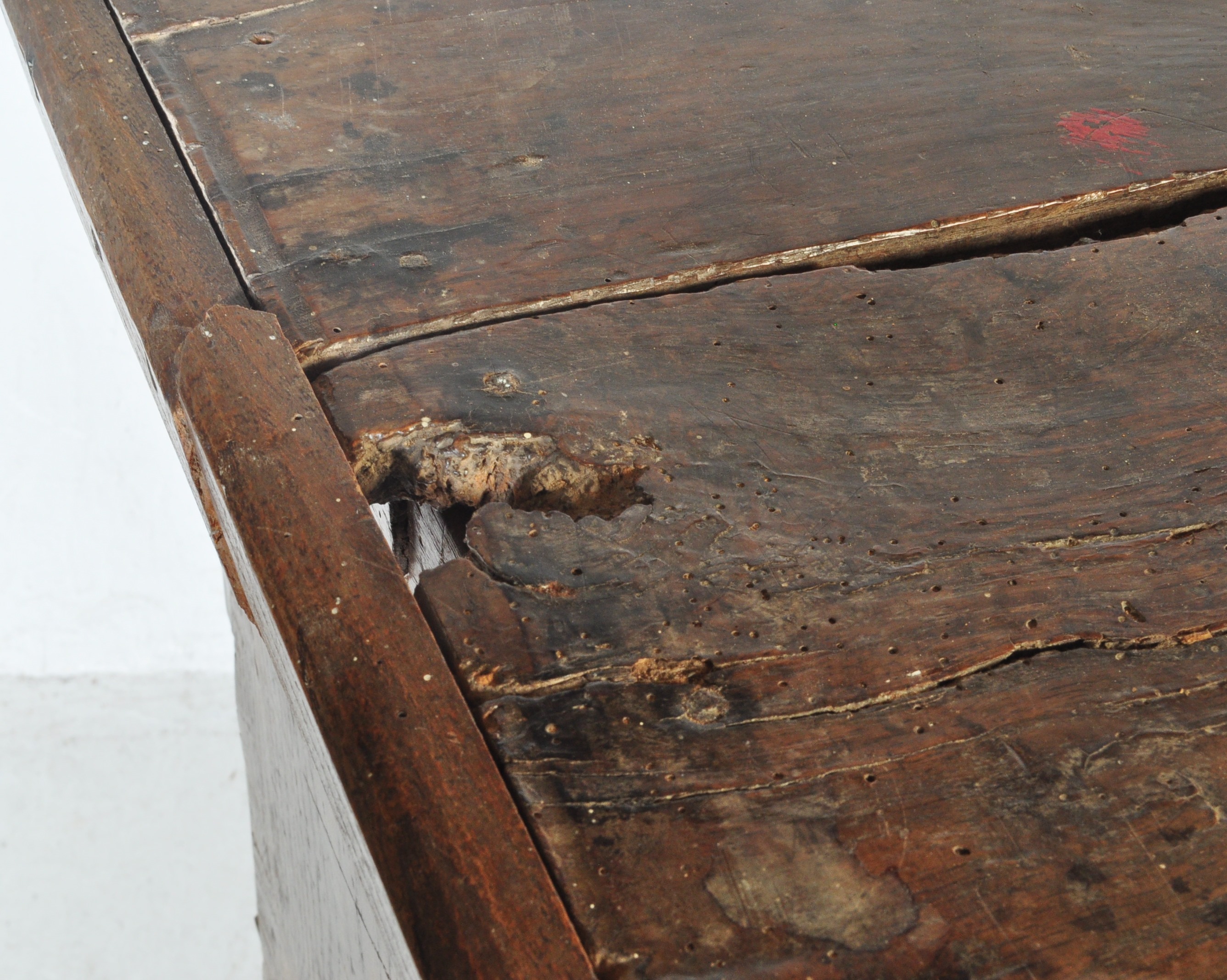 17TH CENTURY COUNTRY OAK MULE CHEST COFFER CHEST - Image 5 of 12