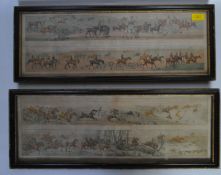 PAIR OF 19TH CENTURY HAND COLOURED HUNTING LITHOGRAPHS