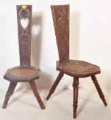 PAIR OF 19TH CENTURY WELSH CARVED OAK SPINNING CHAIRS