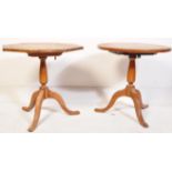 MATCHED PAIR OF PEDESTAL WINE / LAMP OCCASIONAL TABLES