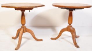 MATCHED PAIR OF PEDESTAL WINE / LAMP OCCASIONAL TABLES