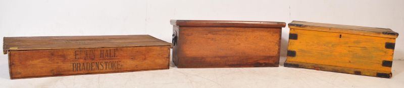 THREE VINTAGE 20TH CENTURY WOODEN CHESTS / TRUNKS