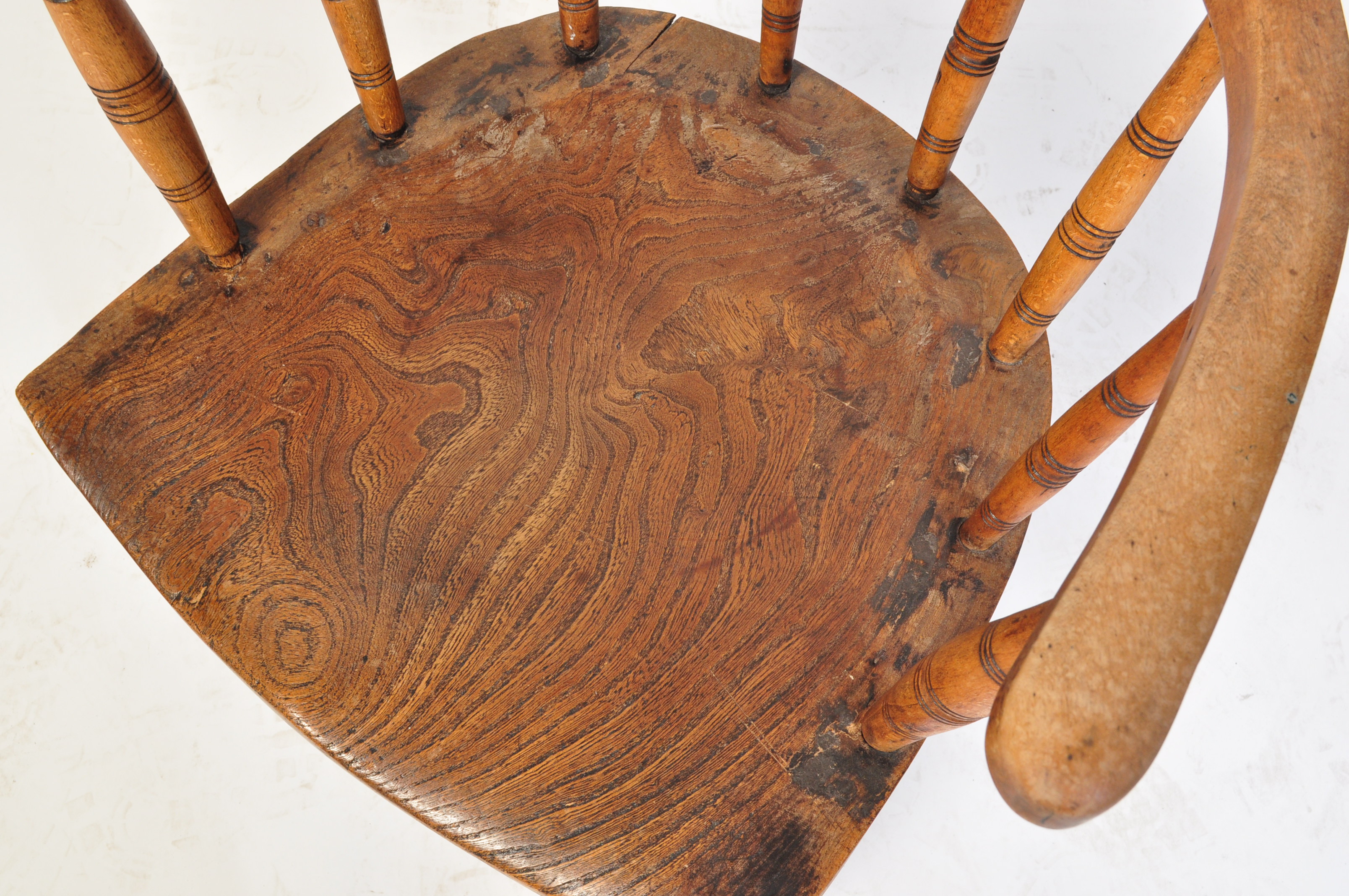 VICTORIAN 19TH CENTURY BEECH & ELM SMOKERS BOW CHAIR - Image 3 of 9