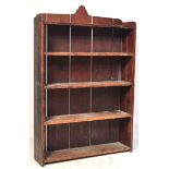LATE VICTORIAN STAINED PINE OPEN WINDOW BOOKCASE