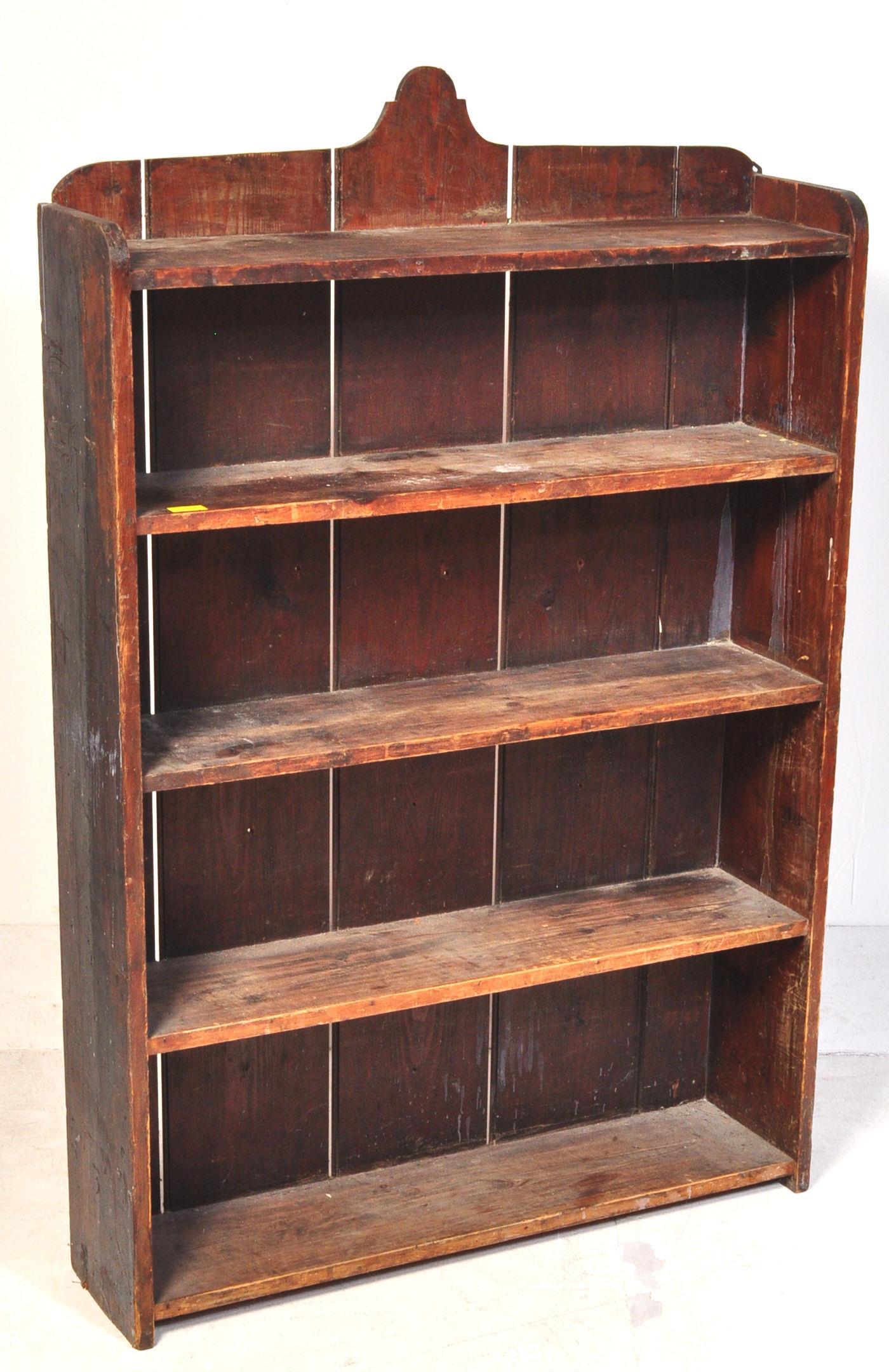 LATE VICTORIAN STAINED PINE OPEN WINDOW BOOKCASE - Image 2 of 5