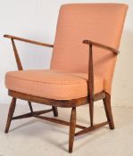 Ercol - Model 248 - A retro vintage mid 20th century teak armchair having cushioned backrest and