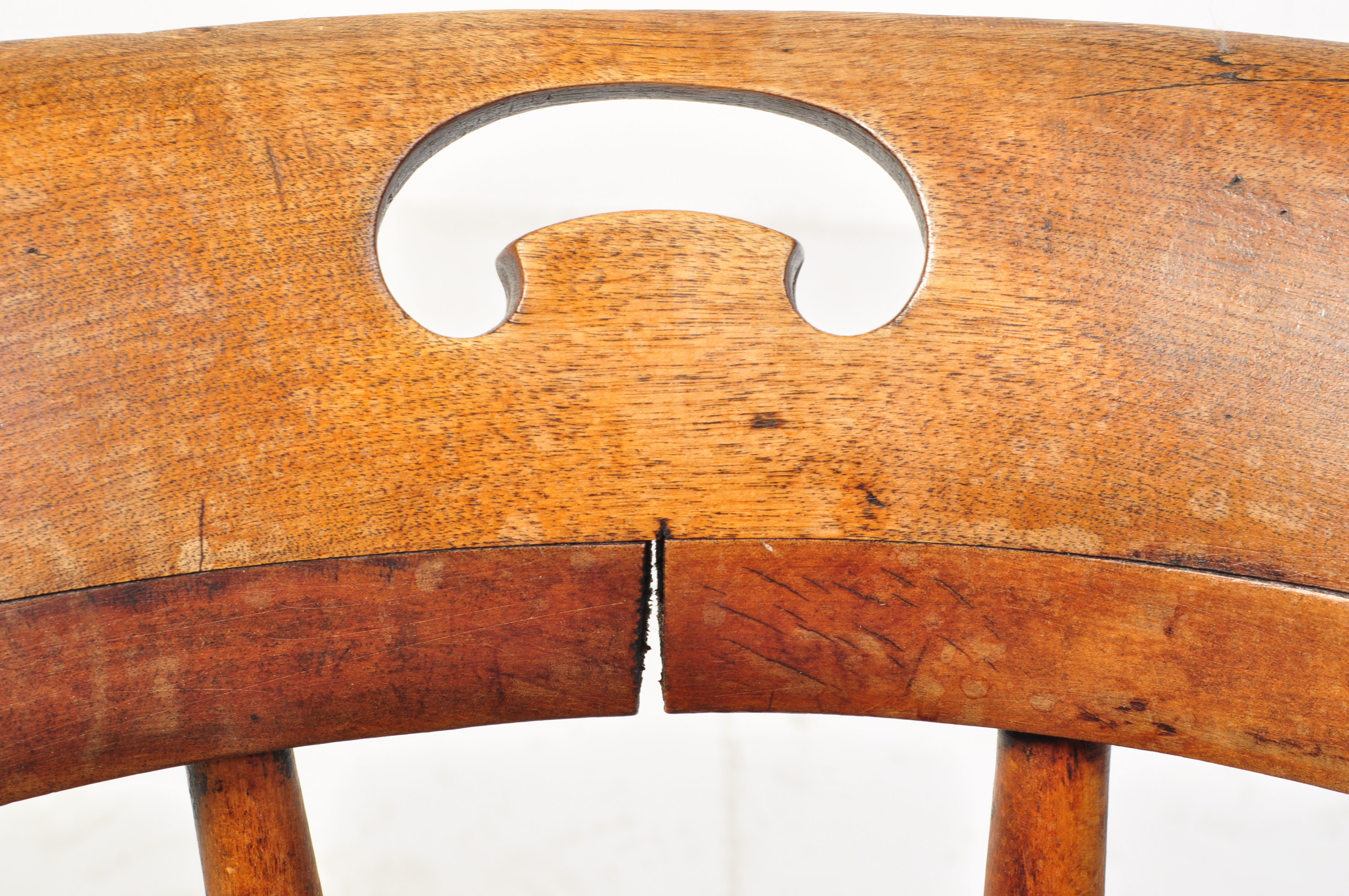 VICTORIAN 19TH CENTURY BEECH & ELM SMOKERS BOW CHAIR - Image 6 of 9