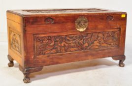 20TH CENTURY CHINESE CARVED CAMPHOR WOOD COFFER CHEST