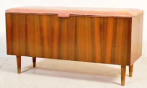 RETRO 1950S TEAK UPHOLSTERED BLANKET BOX OTTOMAN