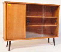 MID CENTURY TEAK & GLAZED BOOKCASE DISPLAY CABINET