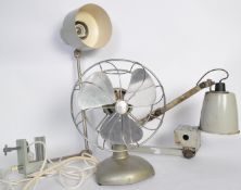 TWO RETRO DESK LAMPS & FROST FAN