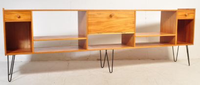 LARGE MID CENTURY TEAK WOOD SIDEBOARD - HAIRPIN LEGS