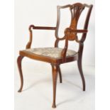 EDWARDIAN MAHOGANY AND MARQUETRY INLAID ARMCHAIR