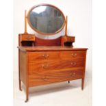 EDWARDIAN SOLID MAHOGANY INLAID DRESSING TABLE CHEST