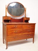 EDWARDIAN SOLID MAHOGANY INLAID DRESSING TABLE CHEST