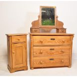 VINTAGE SCANDINAVIAN PINE WOOD DRESSING TABLE & BEDSIDE