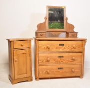 VINTAGE SCANDINAVIAN PINE WOOD DRESSING TABLE & BEDSIDE