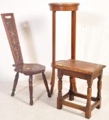 EDWARDIAN INLAID JARDINERE WITH SPINNING CHAIR & STOOL