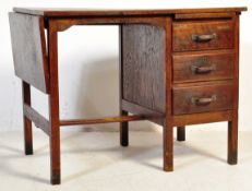 VINTAGE 1920'S OAK INDUSTRIAL KNEEHOLE DROP LEAF DESK