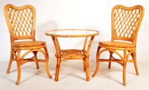 VINTAGE 1970S BAMBOO CANE TABLE AND CHAIRS