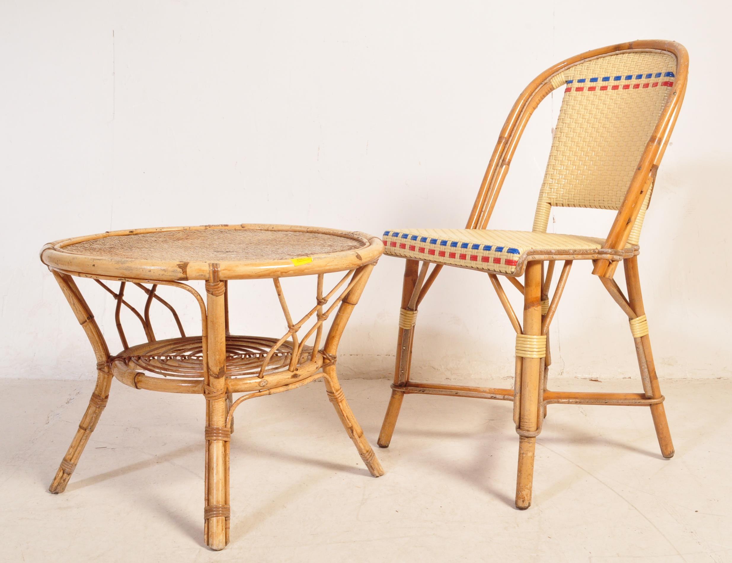 VINTAGE MID CENTURY BAMBOO TABLE & CHAIR
