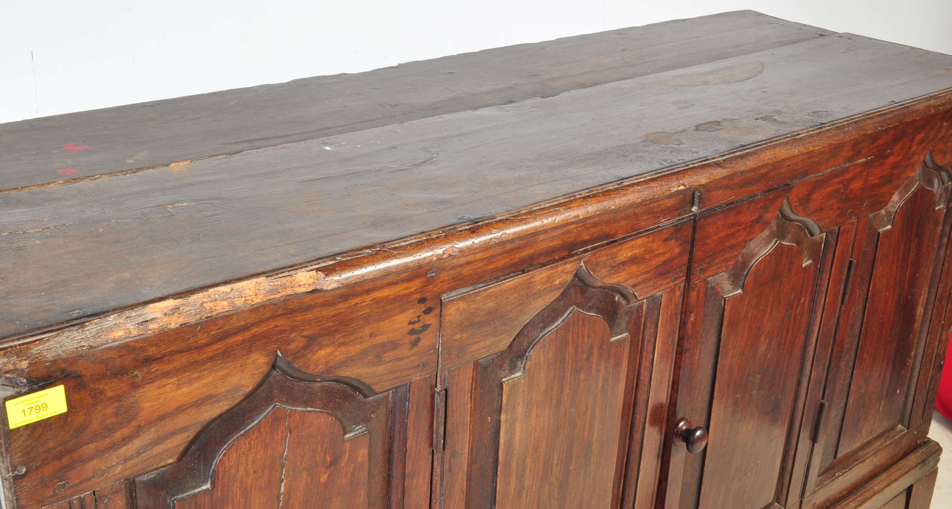 17TH CENTURY COUNTRY OAK MULE CHEST COFFER CHEST - Image 3 of 12