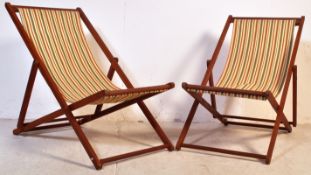 TWO RETRO VINTAGE 20TH CENTURY FOLDING DECK CHAIRS