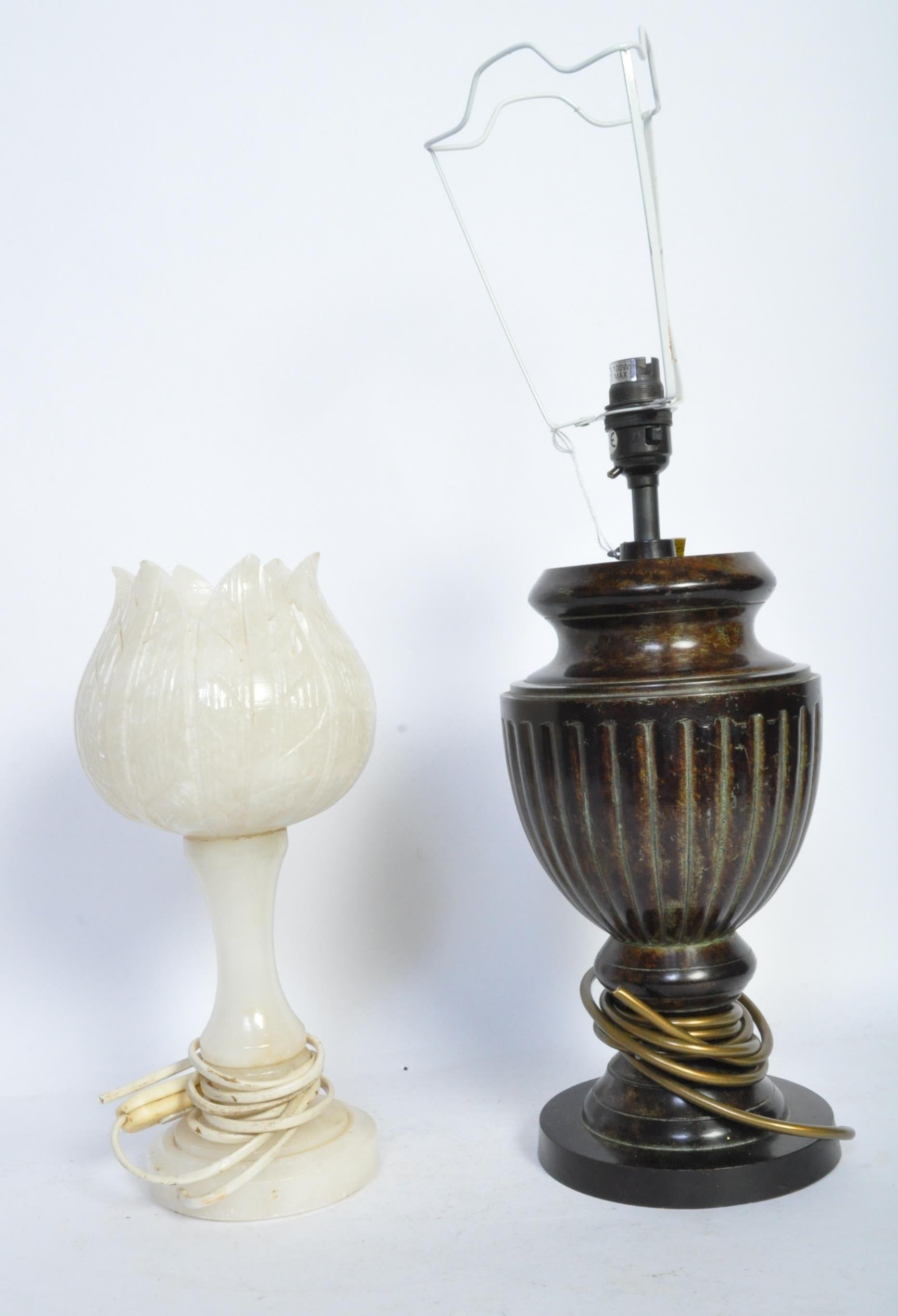 TWO VINTAGE TABLE LAMPS - MARBLE & BRONZE