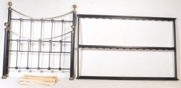 19TH CENTURY VICTORIAN BRASS EBONISED BED FRAME