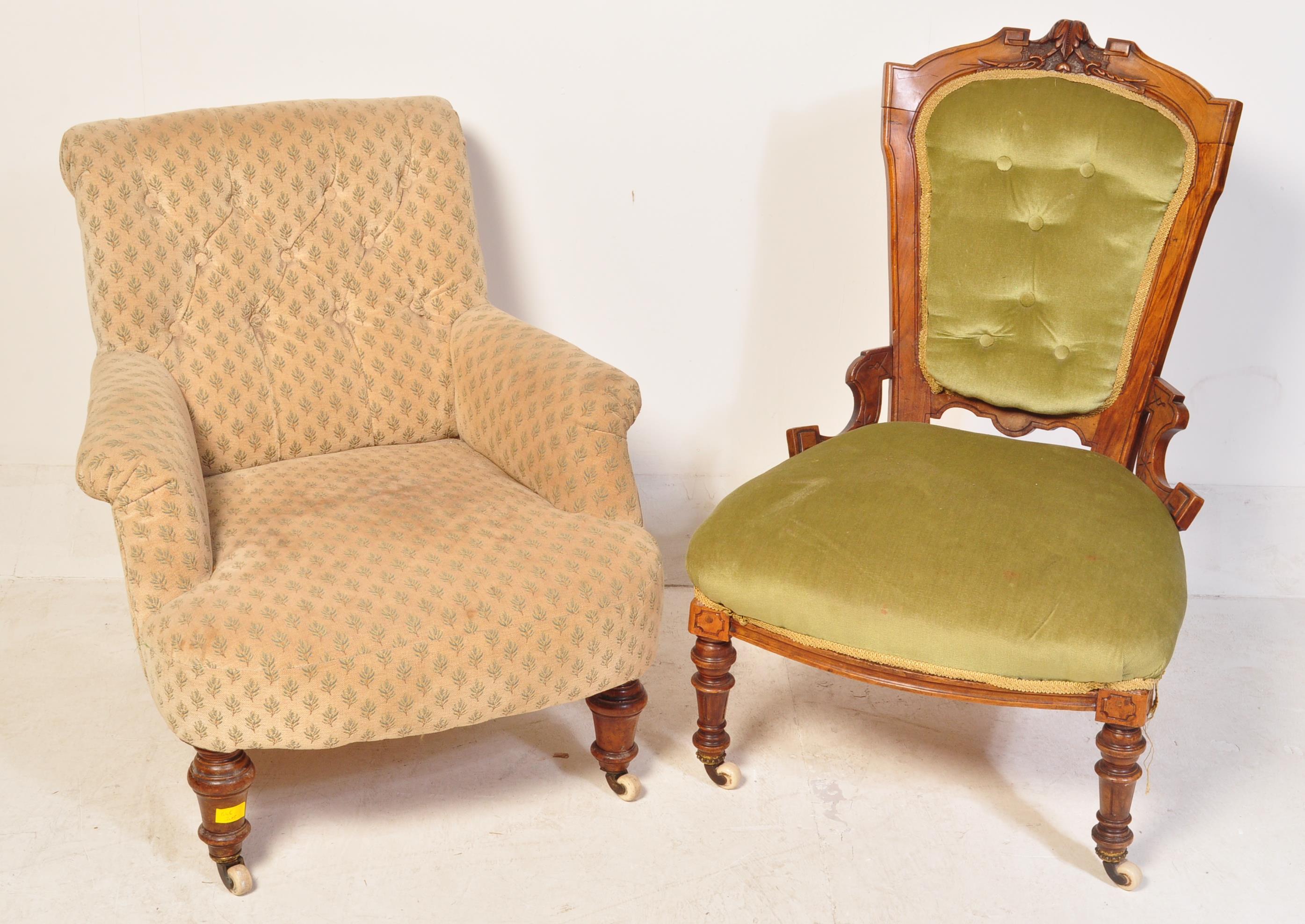 VICTORIAN HOWARD STYLE MAHOGANY ARMCHAIR & ANOTHER - Image 2 of 8