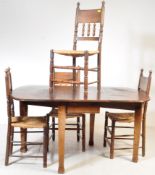 FOUR EARY 20TH CENTURY OAK DINING CHAIRS & TABLE