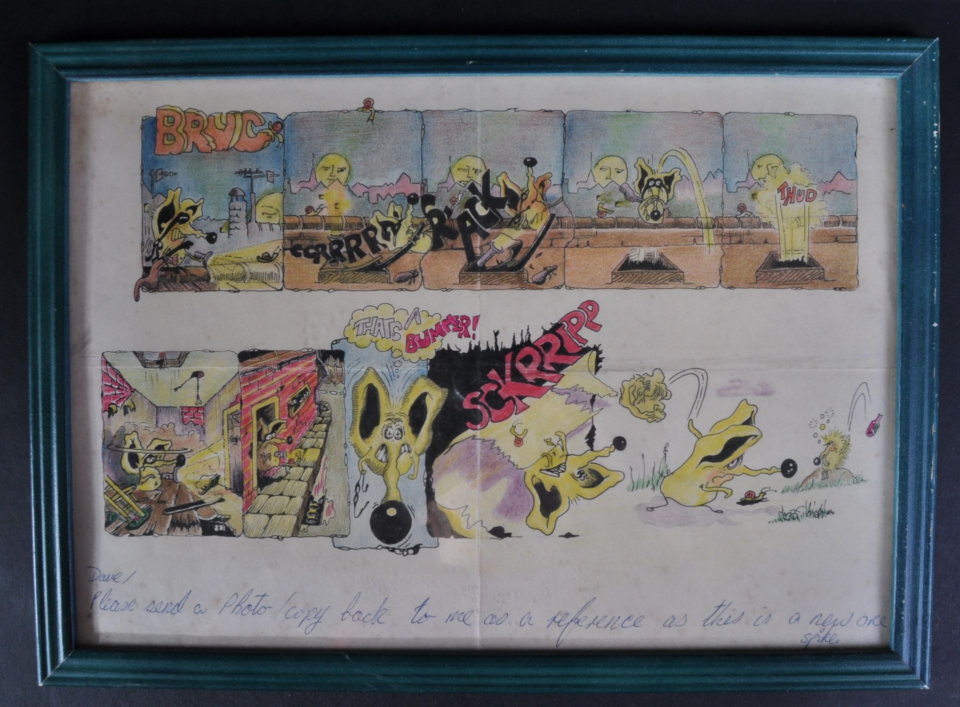 CARTOON ARTWORK - SPIKE - BRUG - FRAMED COMIC STRIP - Image 3 of 6