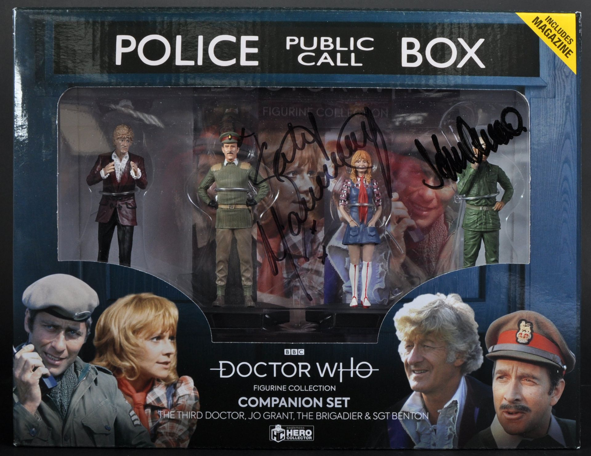 DOCTOR WHO - THIRD DOCTOR - DOUBLE SIGNED ACTION FIGURE SET