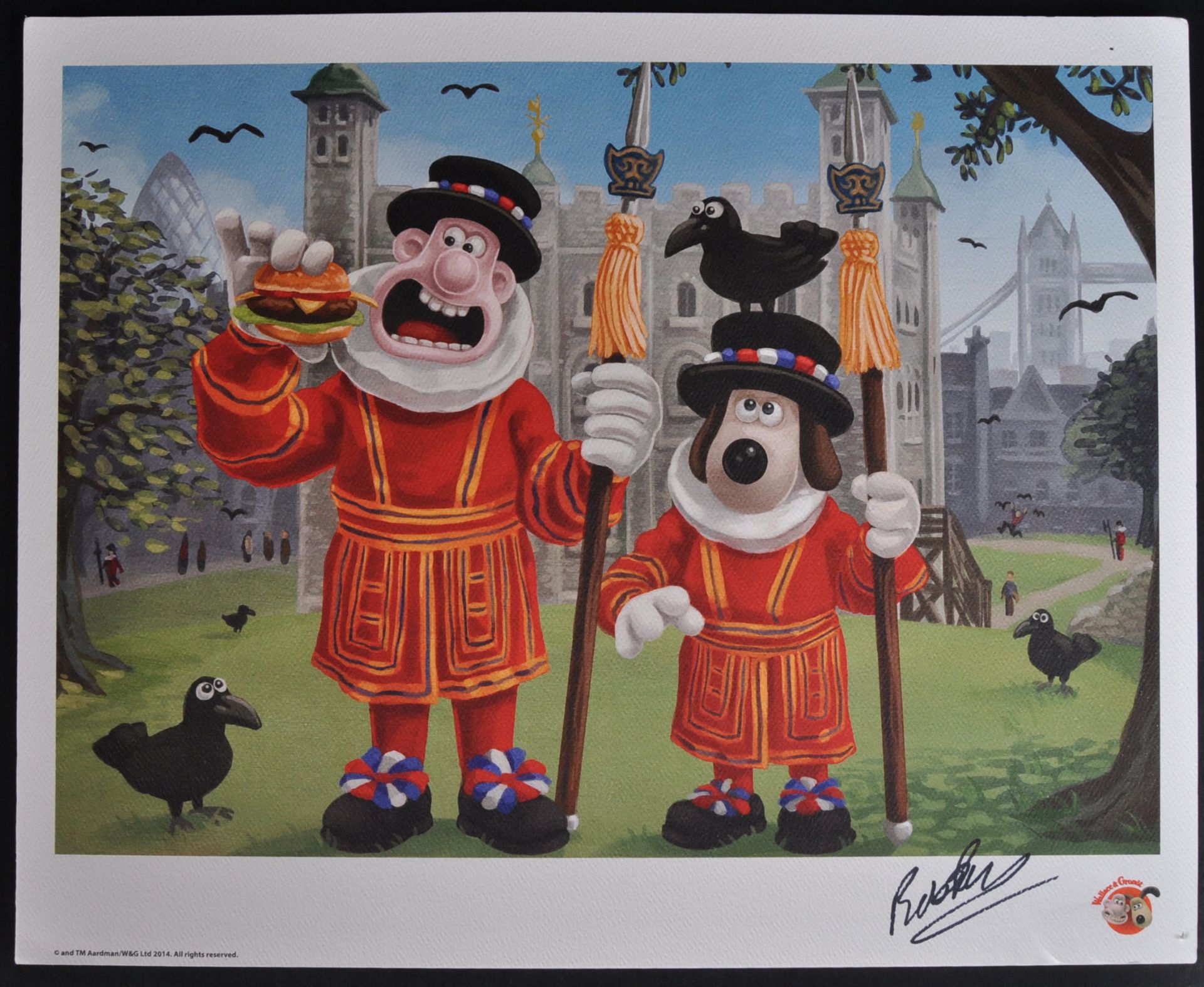 AARDMAN ANIMATIONS - BOB BAKER (WRITER) AUTOGRAPHED OFFICIAL PRINT