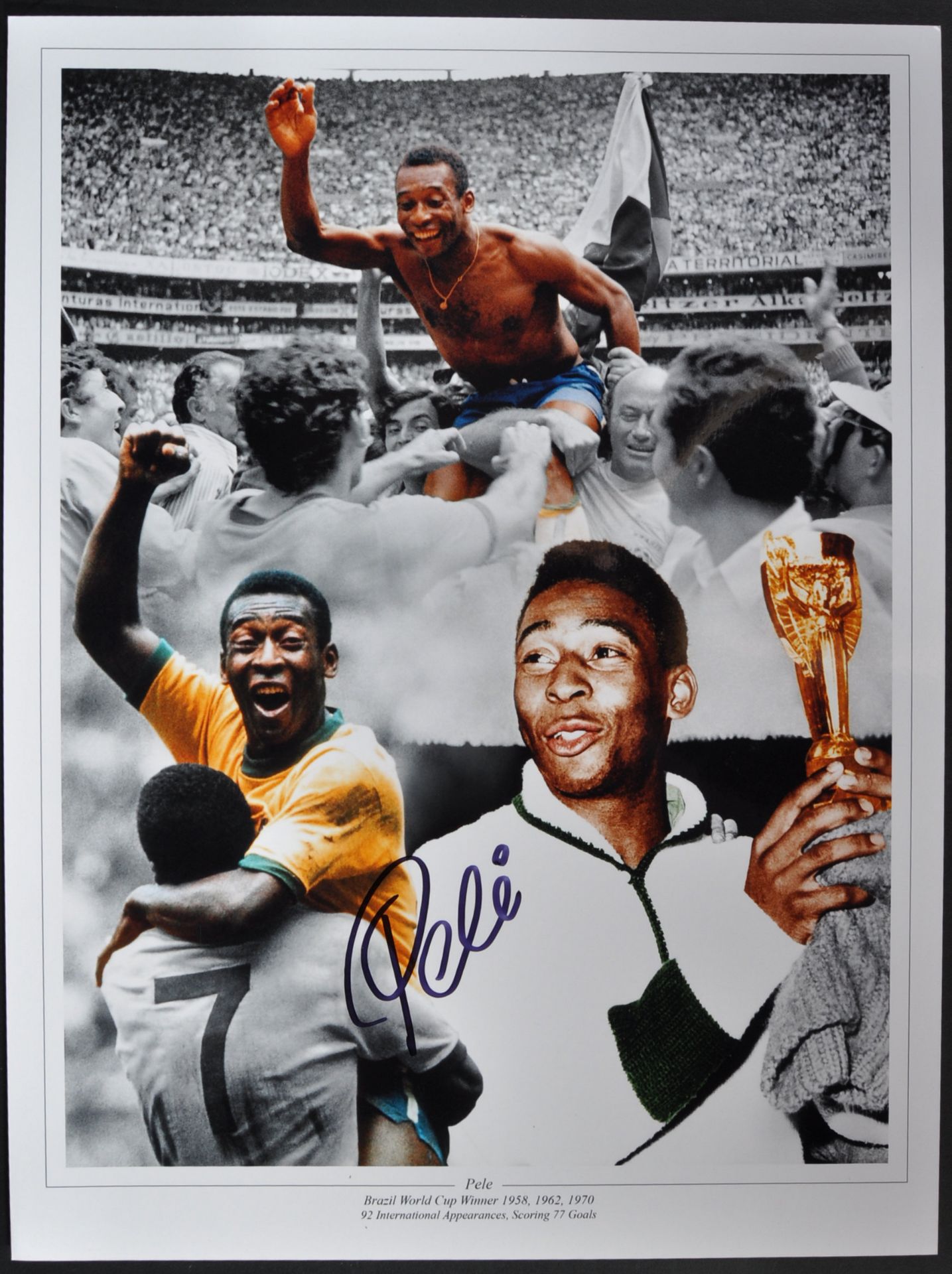 PELE - BRAZILIAN FOOTBALLER - AUTOGRAPHED MONTAGE PRINT