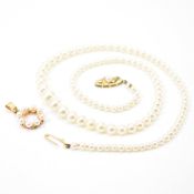 VINTAGE CULTURED PEARL NECKLACE & GOLD PENDANT