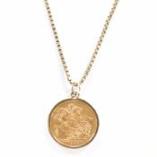 HALLMARKED 9CT GOLD NECKLACE & 1896 SOVEREIGN PENDANT