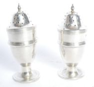 PAIR OF CHESTER HALLMARKED SILVER PEPPERETTES -1908