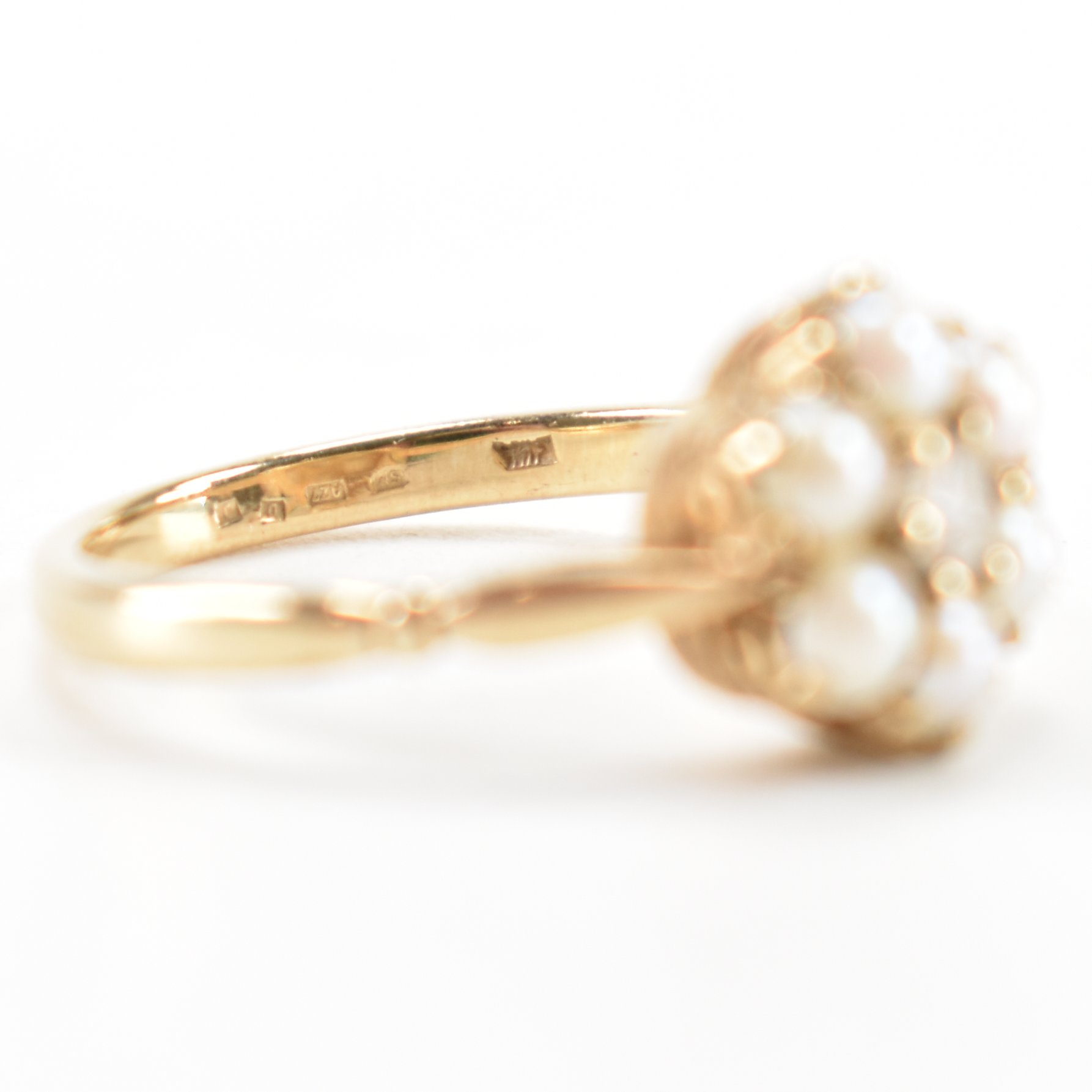 HALLMRKED 9CT GOLD CULTURED PEARL & DIAMOND RING - Image 5 of 8