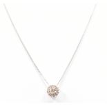 HALLMARKED 9CT WHITE GOLD & DIAMOND PENDANT