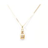 VINTAGE GOLD & DIAMOND PENDANT NECKLACE