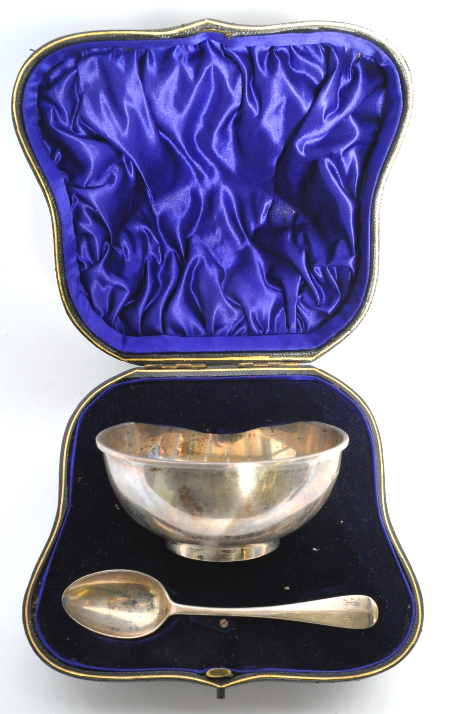 SILVER HALLMARKED CASED CHRISTENING BOWL & SPOON SET - Image 3 of 11
