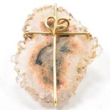 VINTAGE 1970S ANDREW GRIMA 18CT GOLD GEODE SLICE BROOCH