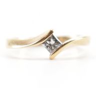 HALLMARKED 9CT GOLD & DIAMOND CROSSOVER RING