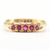ANTIQUE HALLMARKED 18CT GOLD & RUBY 5 STONE RING