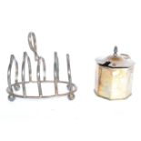 SILVER HALLMARKED TOAST RACK AND LIDDED MUSTARD POT