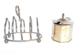 SILVER HALLMARKED TOAST RACK AND LIDDED MUSTARD POT