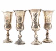 FOUR SILVER HALLMARKED EDWARDIAN SHERRY GLASSES