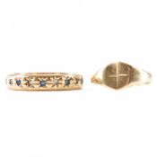 TWO HALLMARKED 9CT RINGS - SIGNET & ETERNITY RING